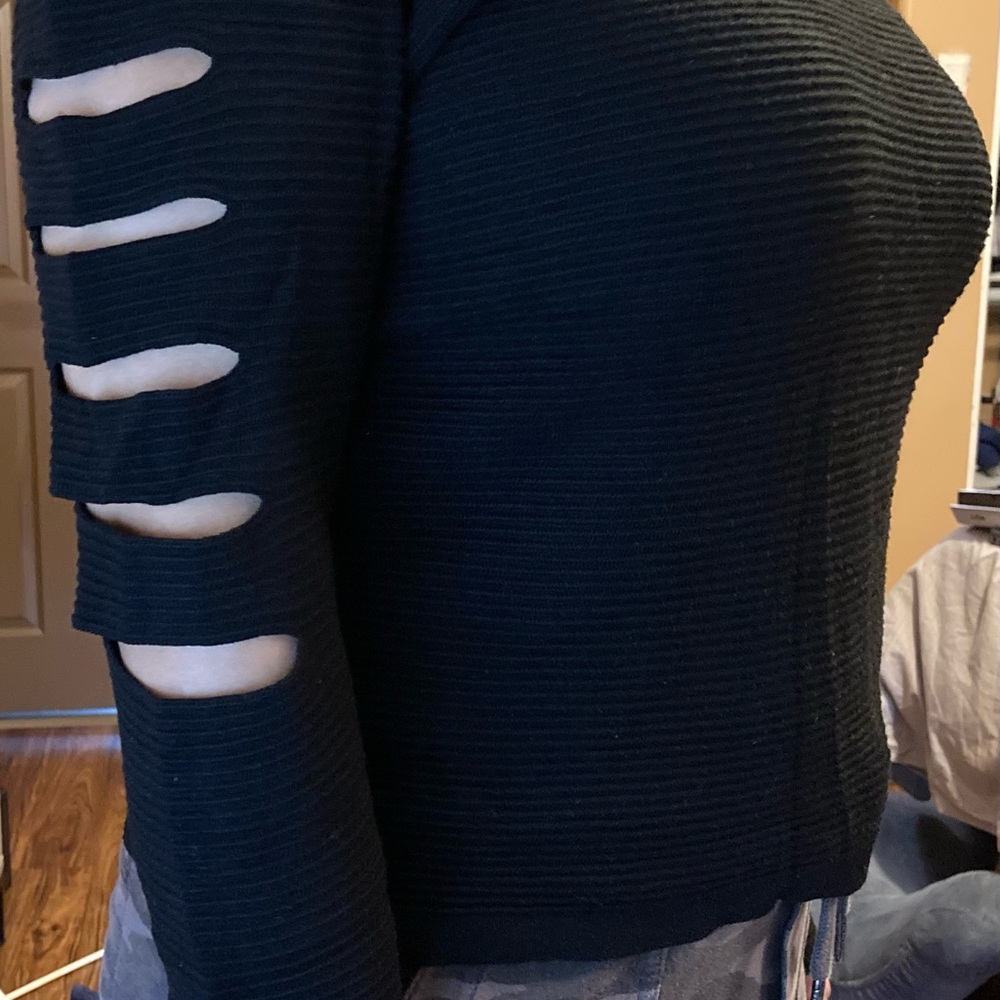 JLO Ribbed Crewneck Sweater black size L